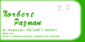 norbert pazman business card